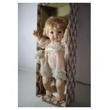 Vintage Porcelain Baby Doll with Lace Dress