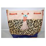 Leopard Print and Color-Block Crossbody Bucket Bag