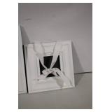 Set of 3 White Framed Wall Mirrors with Ribbon Hangers