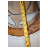 Round Stained Glass and Wood Framed Mirror