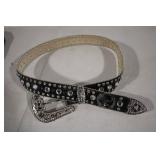 Western Style Rhinestone Studded Belt with Intricate Buckle