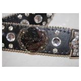 Western Style Rhinestone Studded Belt with Intricate Buckle