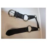 Vintage Leather Belt with Decorative Brass Rings