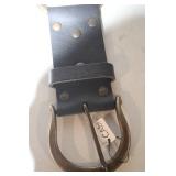 Vintage Leather Belt with Decorative Brass Rings