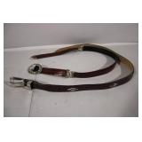Set of 2 Leather Belts with Decorative Buckles