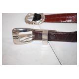 Set of 2 Leather Belts with Decorative Buckles