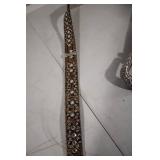 Rhinestone Embellished Leather Belt with Buckle