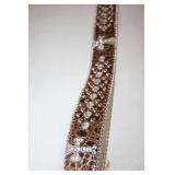 Rhinestone Embellished Leather Belt with Buckle