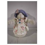 Floral Dressed Plush Bunny with Lavender Hat
