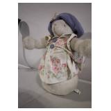 Floral Dressed Plush Bunny with Lavender Hat