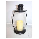 Decorative Glass and Metal Lantern with LED Candle