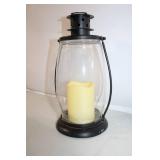 Decorative Glass and Metal Lantern with LED Candle