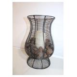 Decorative Metal Wire Candle Holder with Pine Cones