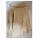 Ralph Lauren Wool Poncho with Cable Knit Design