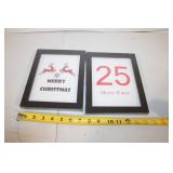 Set of 2 Framed Christmas Prints Featuring Reindeer and 25 Merry Xmas