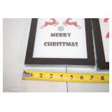 Set of 2 Framed Christmas Prints Featuring Reindeer and 25 Merry Xmas