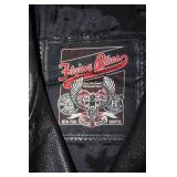 Harley Davidson Leather Motorcycle Jacket with Flying Bikes Design