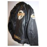 Harley Davidson Leather Motorcycle Jacket with Flying Bikes Design