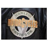 Harley Davidson Leather Motorcycle Jacket with Flying Bikes Design