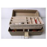 Vintage Fishing Tackle Box with Assorted Lures and Accessories