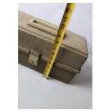 Vintage Fishing Tackle Box with Assorted Lures and Accessories