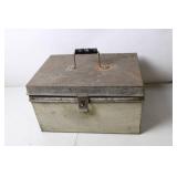 Vintage Metal Tool Box with Distressed Finish