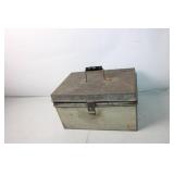Vintage Metal Tool Box with Distressed Finish