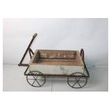 Vintage Wooden Toy Wagon with Metal Frame
