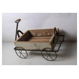 Vintage Wooden Toy Wagon with Metal Frame