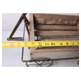 Vintage Wooden Toy Wagon with Metal Frame