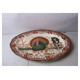 Vintage Thanksgiving Turkey Platter with Floral Design