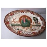 Vintage Thanksgiving Turkey Platter with Floral Design