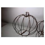 Set of 3 Rustic Metal Pumpkin Frames and Turkey Wire Sculpture