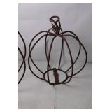 Set of 3 Rustic Metal Pumpkin Frames and Turkey Wire Sculpture