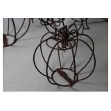 Set of 3 Rustic Metal Pumpkin Frames and Turkey Wire Sculpture