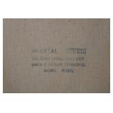 Vintage Framed Painting of a Man with a Hat and Pipe