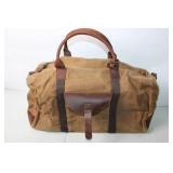 Canvas and Leather Duffle Bag with Zipper Closure