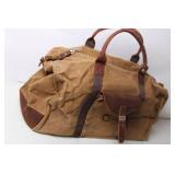 Canvas and Leather Duffle Bag with Zipper Closure