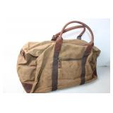 Canvas and Leather Duffle Bag with Zipper Closure
