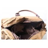 Canvas and Leather Duffle Bag with Zipper Closure