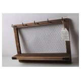 Rustic Wooden Wall-Mounted Jewelry Holder with Hooks