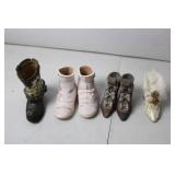 Set of 4 Decorative Miniature Shoe Figurines