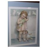 Framed Vintage Artwork "Doll Play" by Bessie Pease Gutmann
