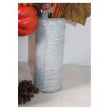 Rustic Autumn Floral Arrangement with Vintage Metal Containers