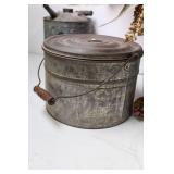 Rustic Autumn Floral Arrangement with Vintage Metal Containers