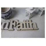 Decorative Set: Porcelain Vases, White Lanterns, and 