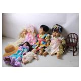 Collection of 7 Vintage Dolls with Accessories