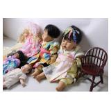 Collection of 7 Vintage Dolls with Accessories