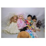 Collection of 7 Vintage Dolls with Accessories