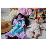 Collection of 7 Vintage Dolls with Accessories